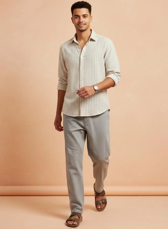 ترولوم قميص مخطط بقصة عادية للرجال